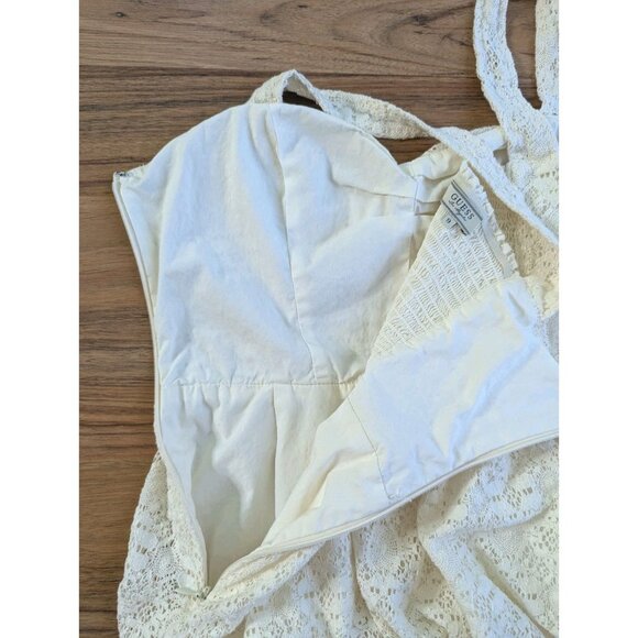 Guess Y2K White Lace Mini Dress Size XS/S Boho Western Sundress Crochet B9 - Picture 8 of 9